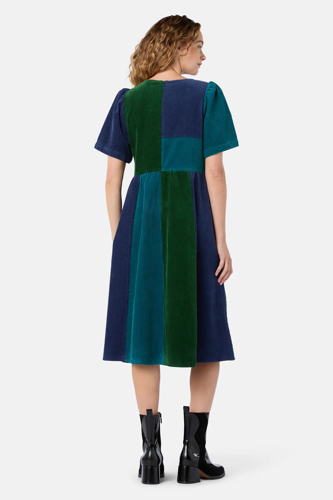 Puzzle Spliced Corduroy Dress - Image 4