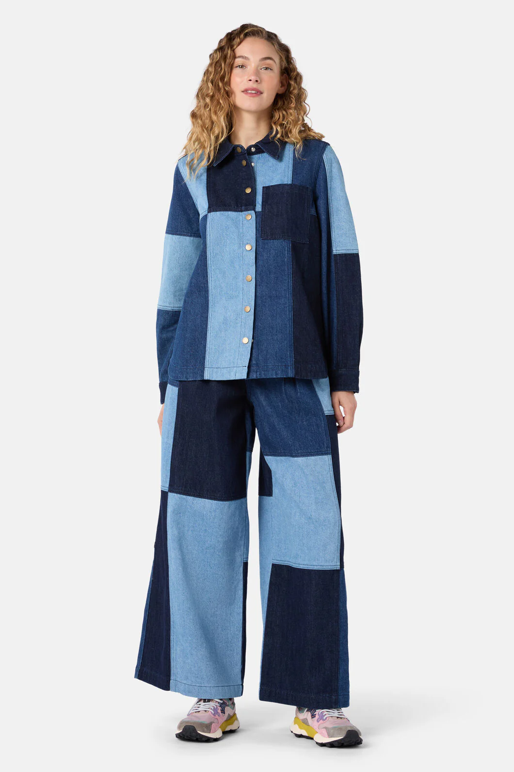 Puzzle Spliced Denim Shirt - Image 2