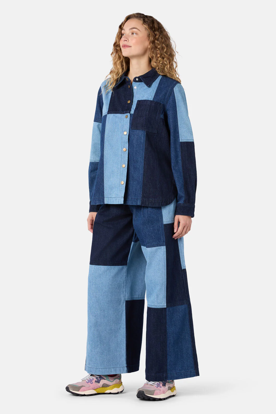 Puzzle Spliced Denim Shirt - Image 3
