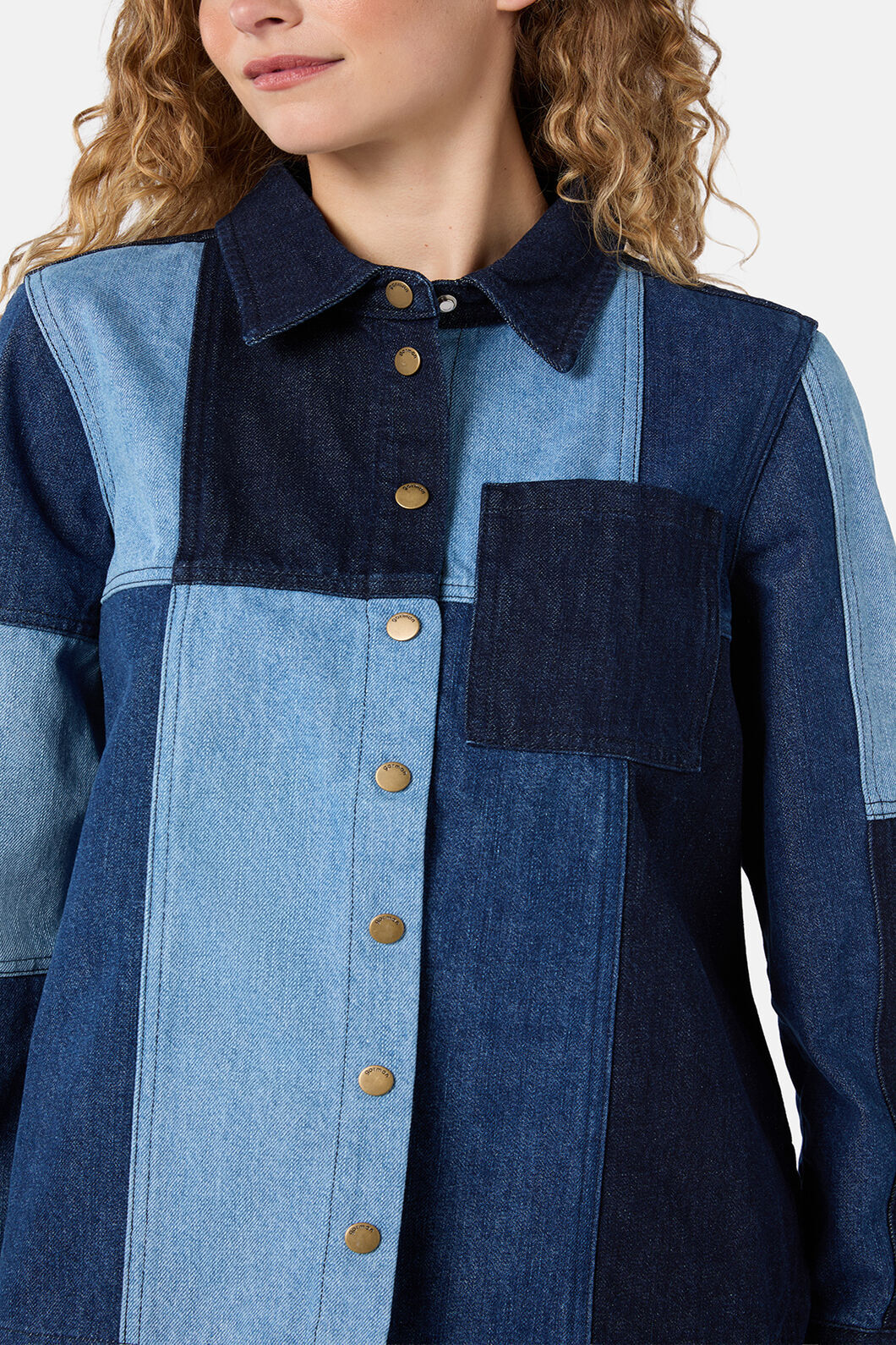 Puzzle Spliced Denim Shirt - Image 5