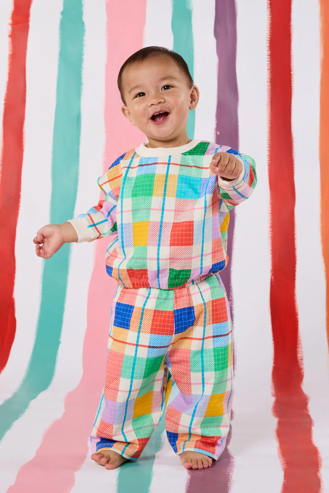 Rainbow Check Baby Sweater
