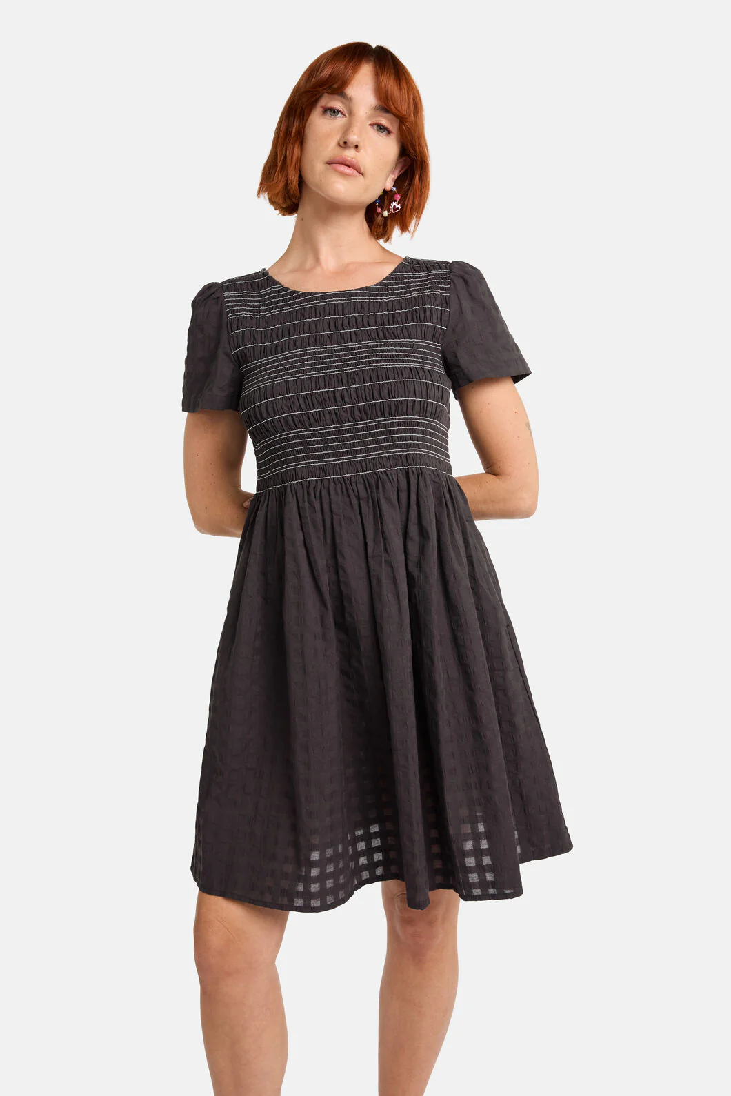 Ready Check Shirring Dress