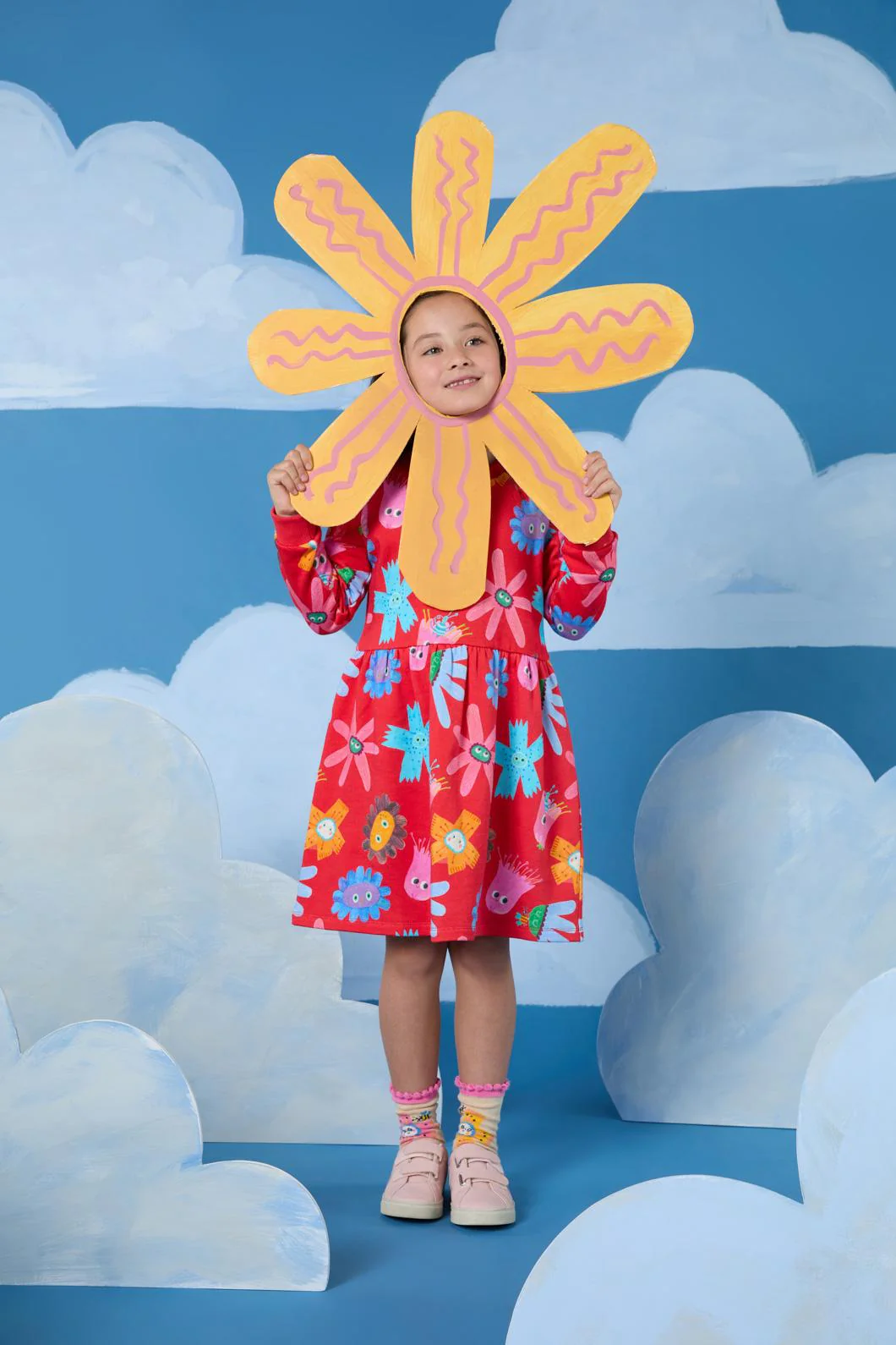 Red Floral Kids Dress - Image 3
