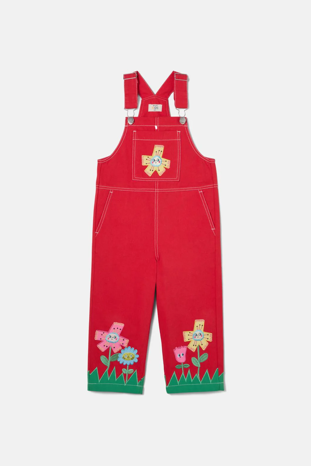 Red Floral Kids Overalls - Image 4