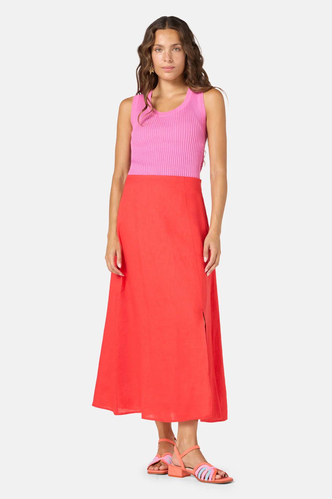 Red Tomato Slip Linen Skirt