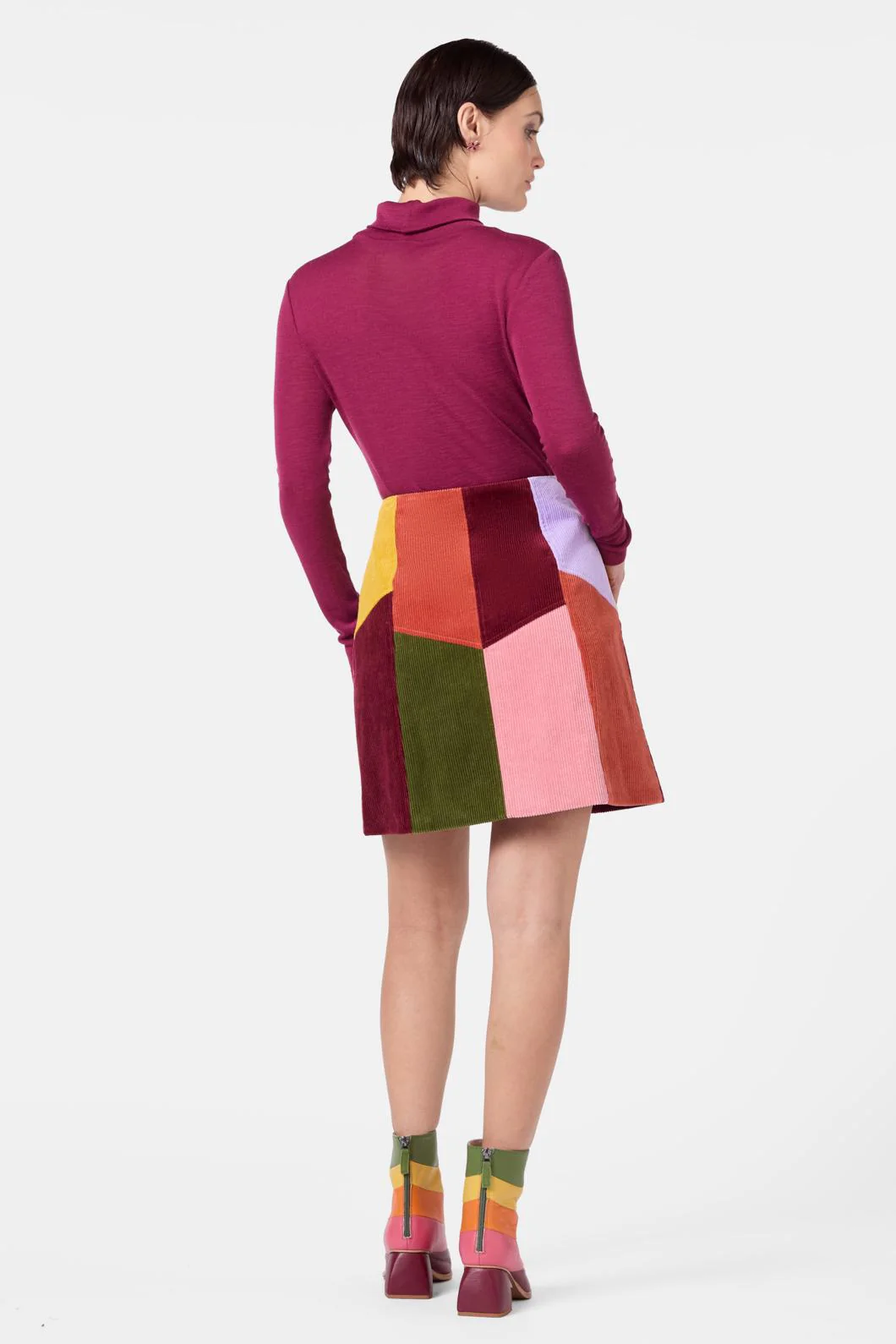 Retro Spliced Cord Skirt - Image 5