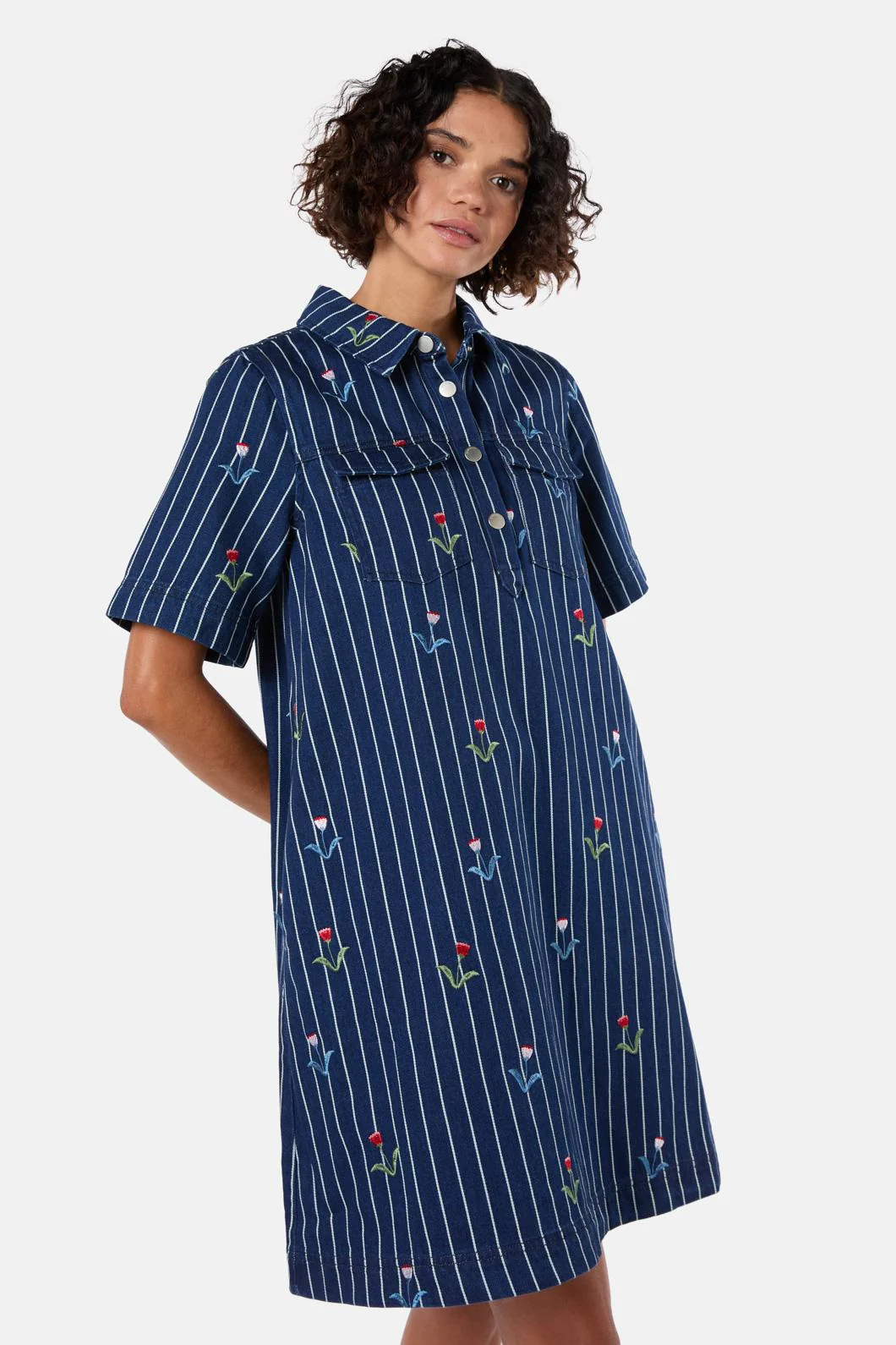 Rosette Denim Shirt Dress - Image 2
