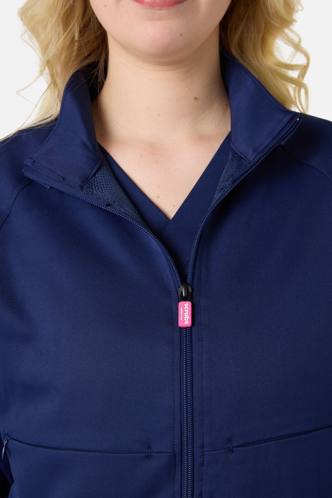 Scrub Womens Navy Zip Up Jacket - Image 8