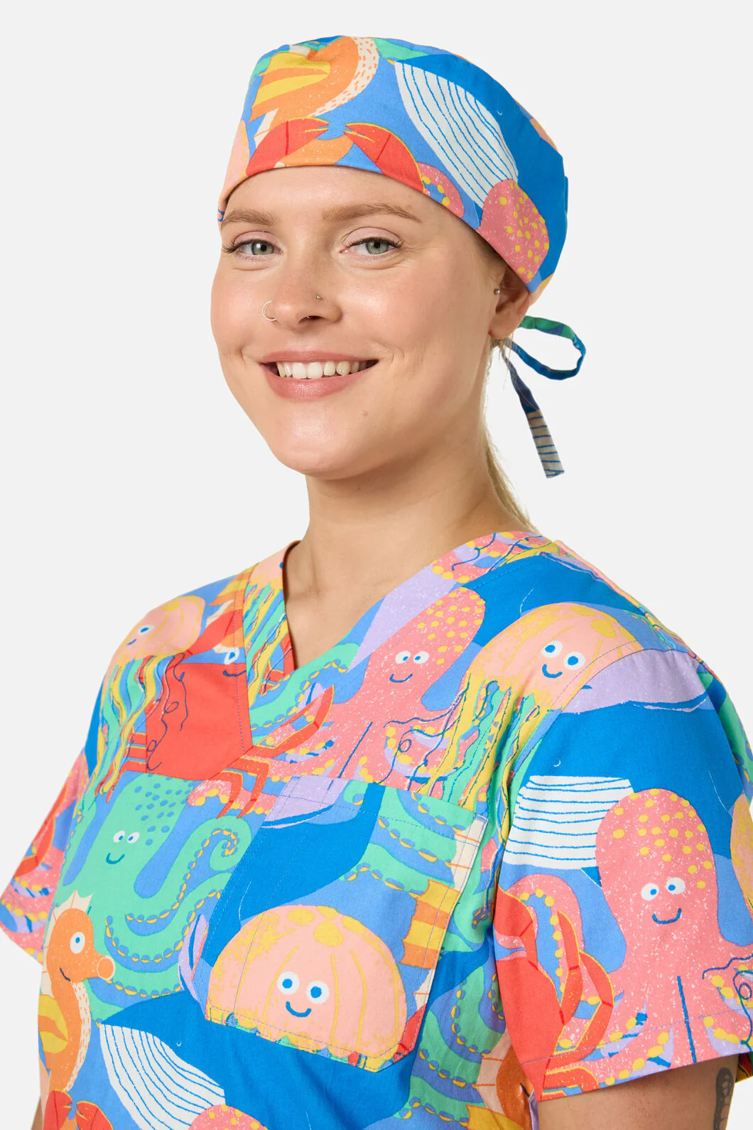 Sea Creatures Scrub Hat