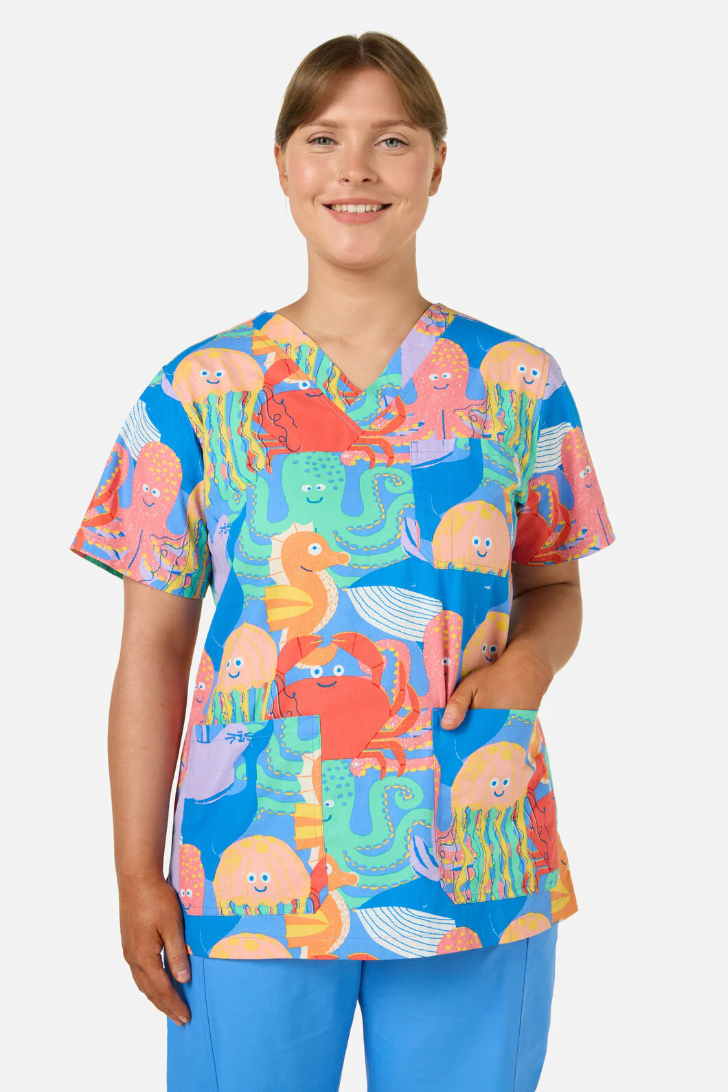 Sea Creatures Top & Pant Scrub Set - Image 4