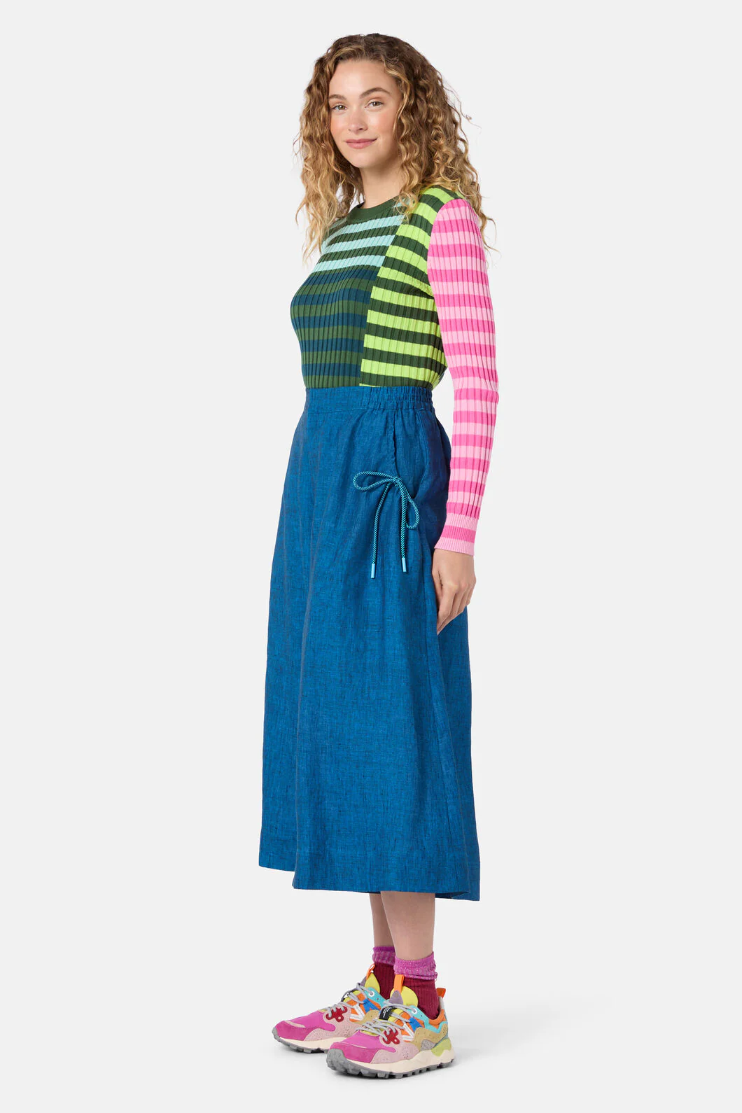 Side Knot Shot Linen Skort - Image 2