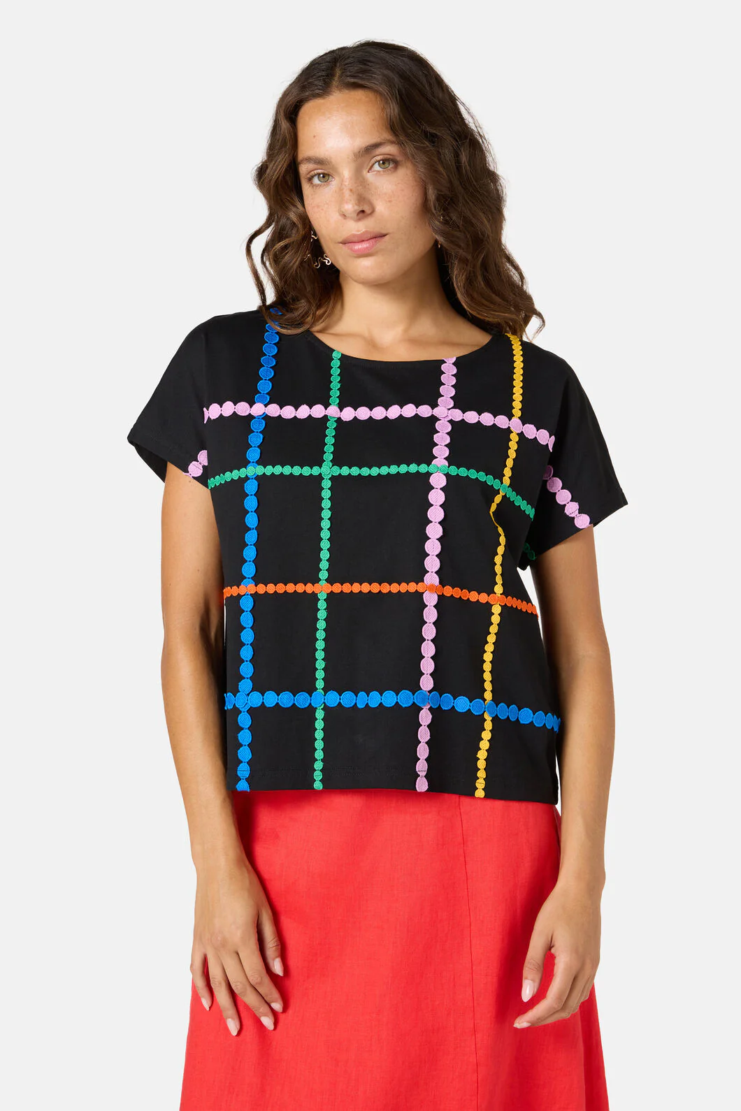 Stripe Embroidered Tee