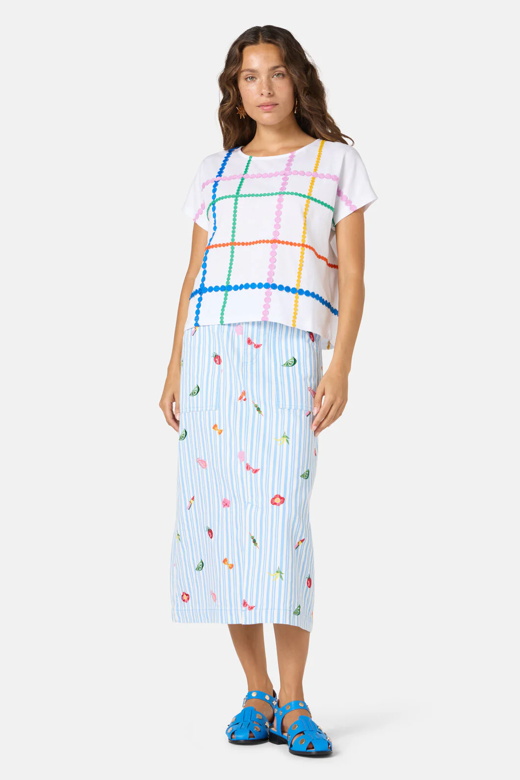 Stripe Embroidered Tee - Image 7