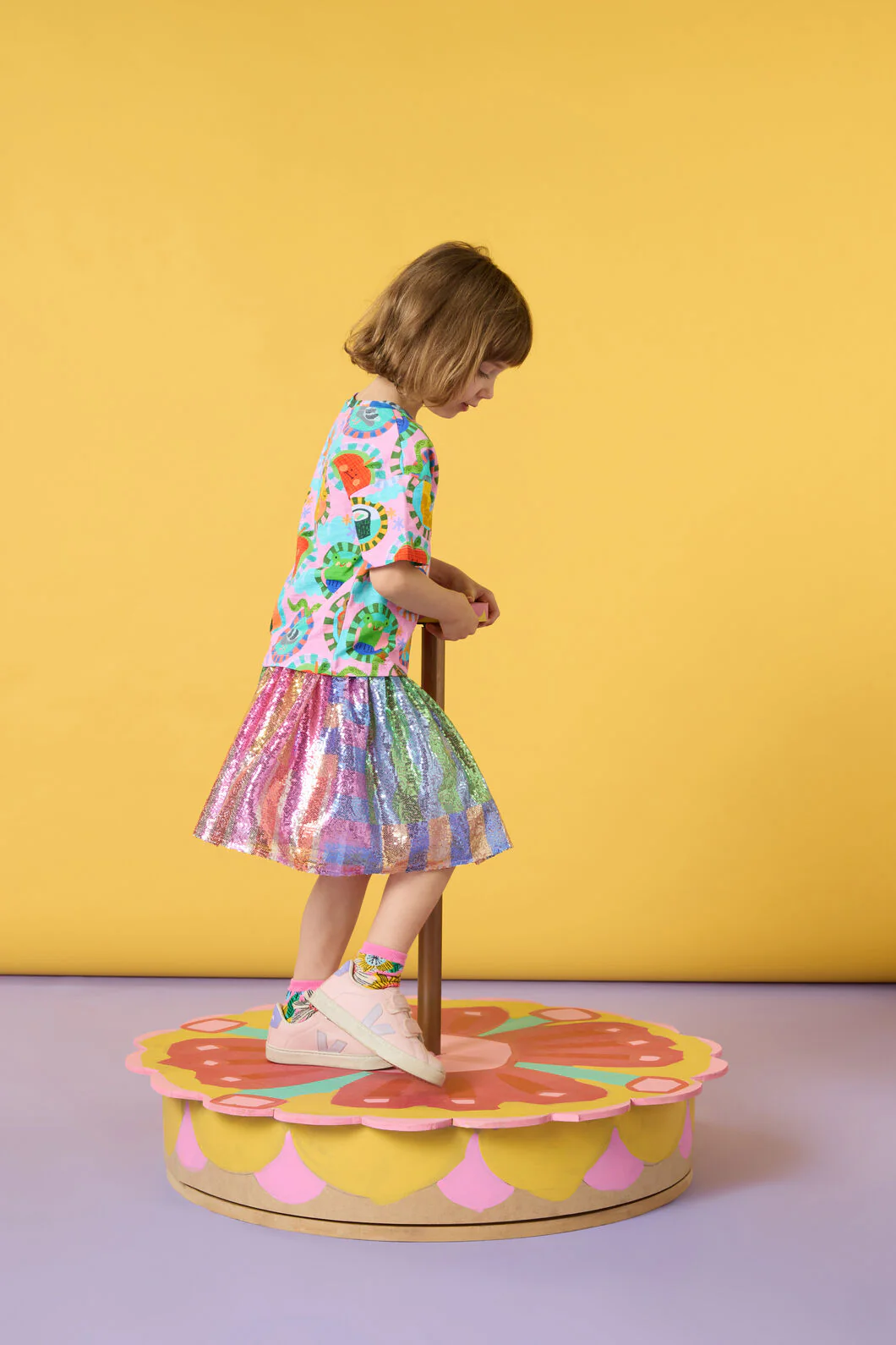 Stripe Mix Kids Sequins Skirt
