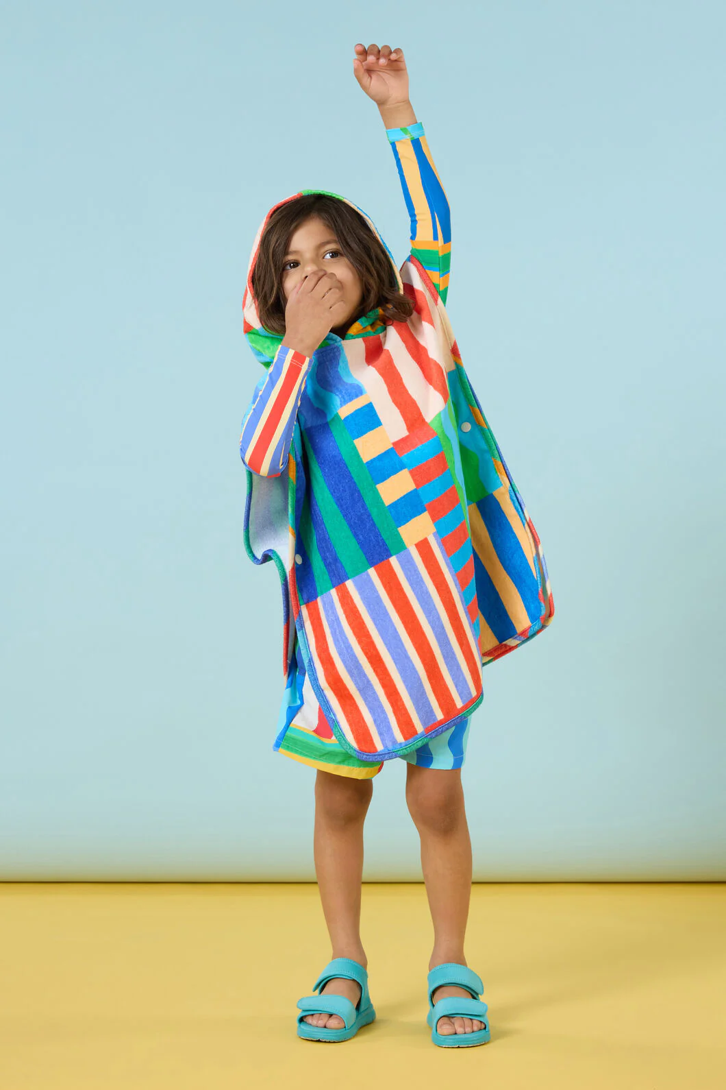 Stripe Mix Kids Swim Poncho