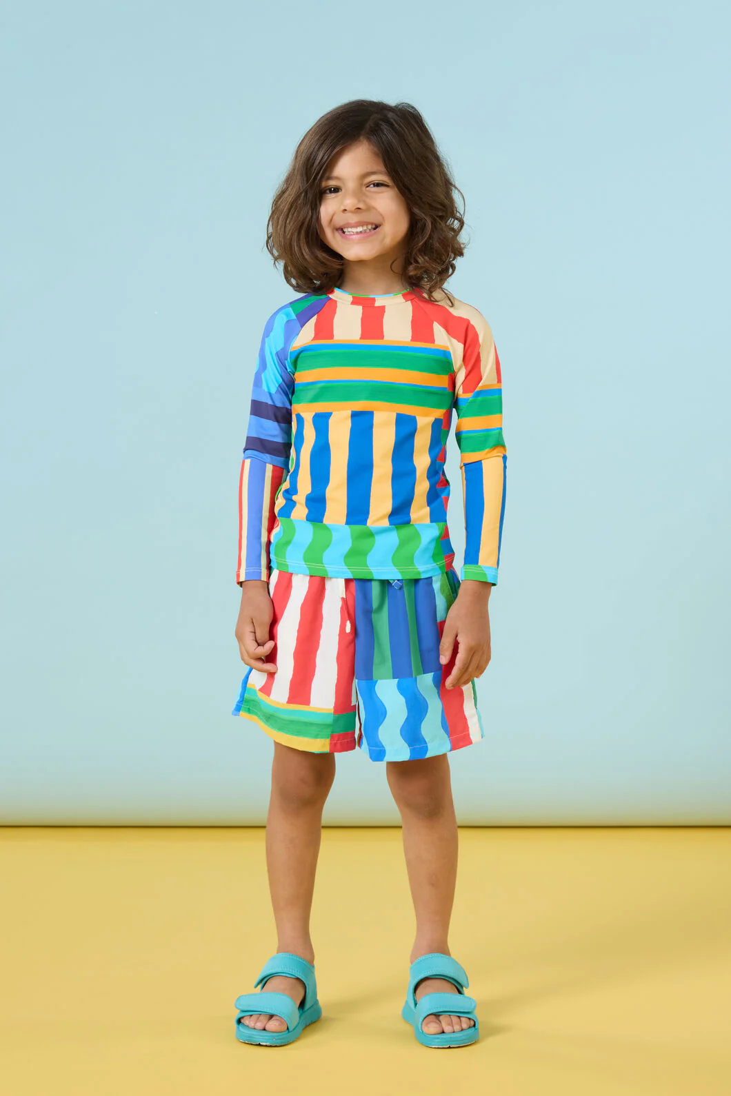Stripe Mix Kids Swim Top