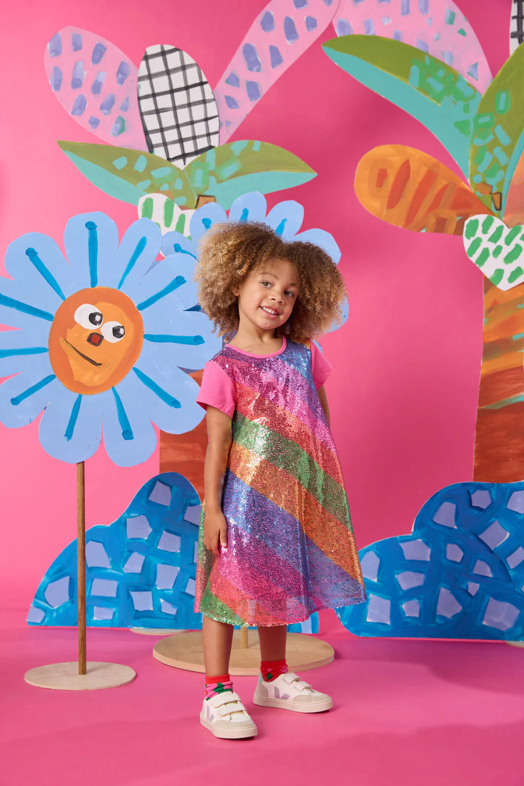 Stripe Sequin Kids Dress