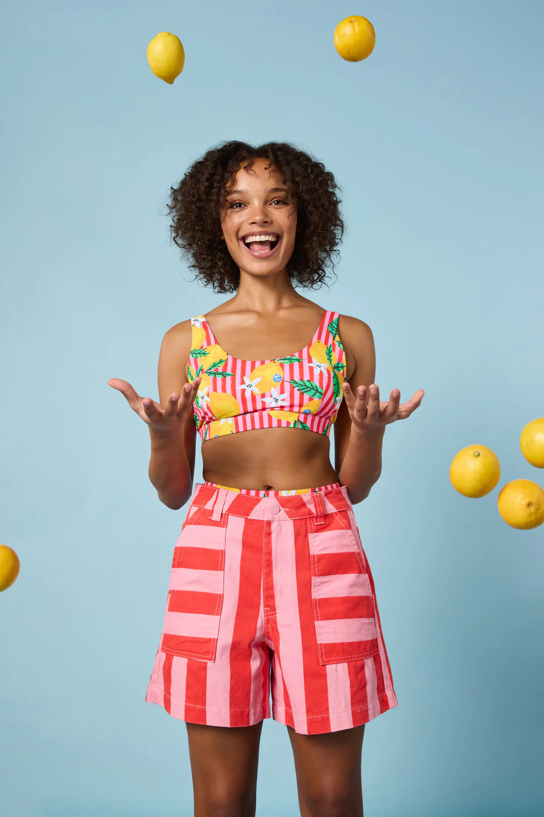 Striped Patch Print Shorts