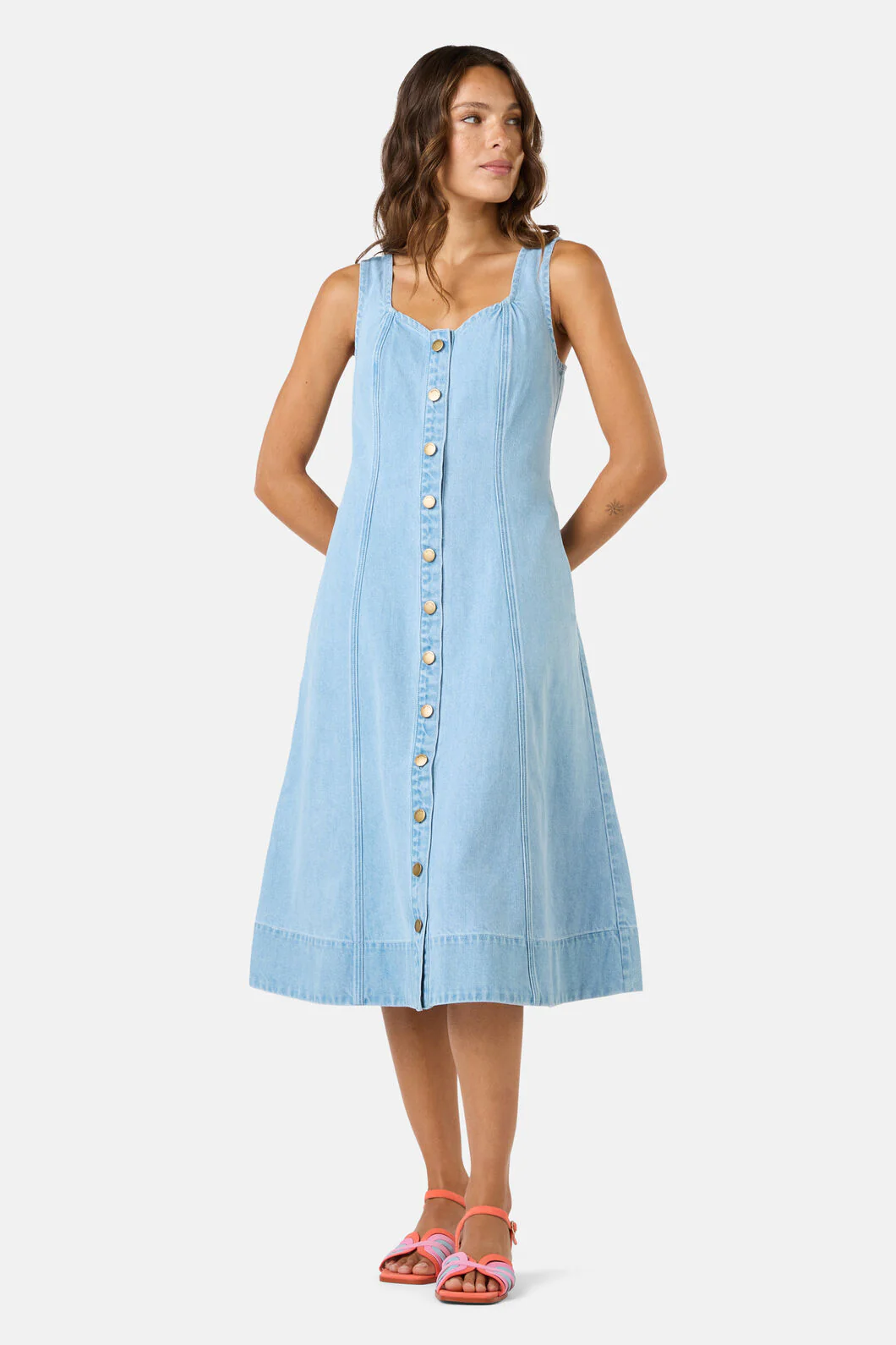 Sweetheart Denim Midi Dress - Image 2