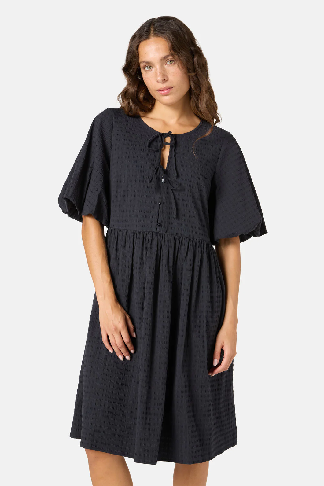 Tie Smock Cotton Dress