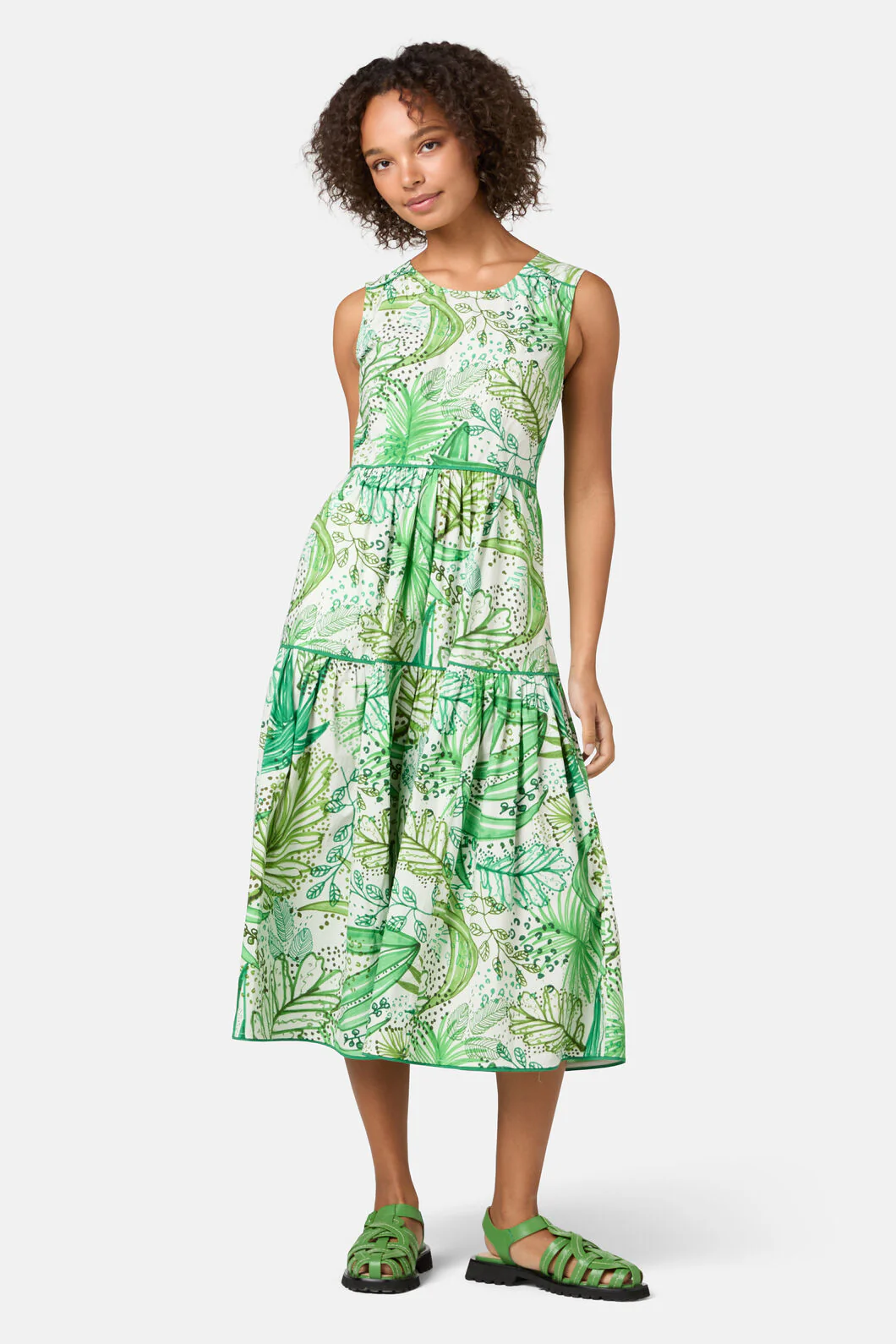 Tree Fern Print Tiered Dress - Image 2