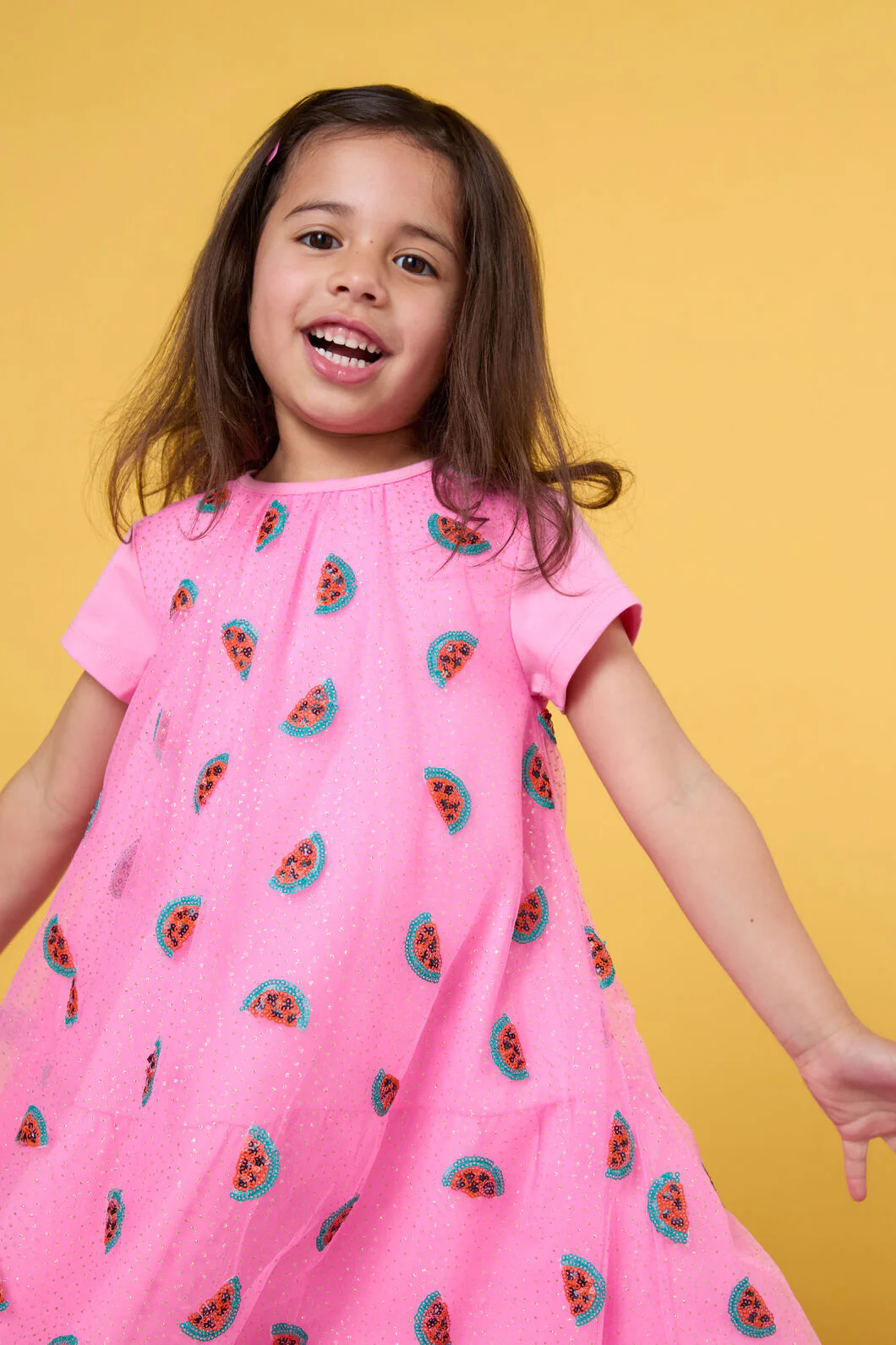 Watermelon Sequin Kids Dress - Image 2