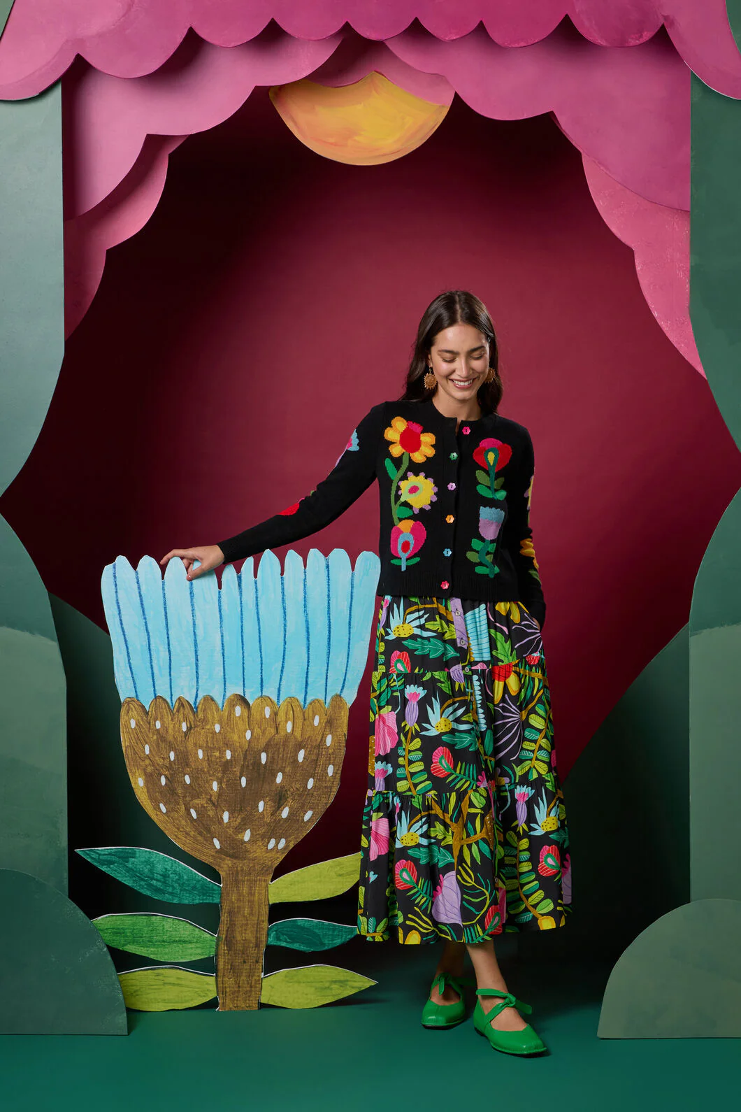 Whimsical Blooms Midi Skirt